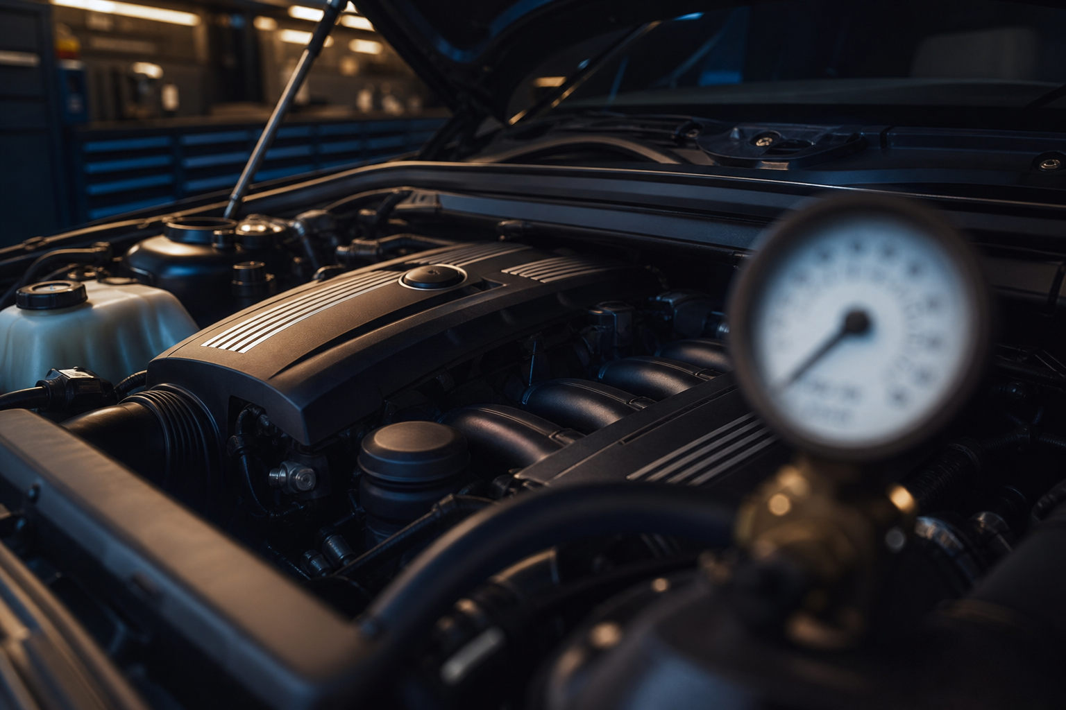 Precision inspection of a BMW engine before Hamburg dispatch