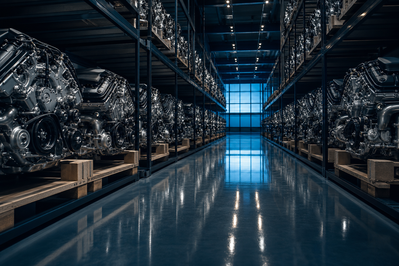 BMW engines in stock at Bavarian Engines warehouse Hamburg